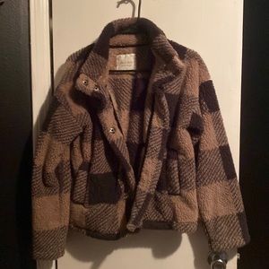 plaid fluffy jacket